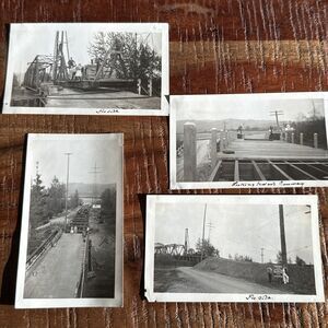 Bridge Repair Skagit River Conway Fir Island Washington 1930's WPA People Sign